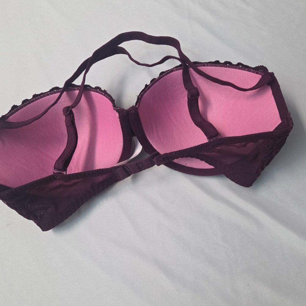 Trendy Victoria's Secret-Lace-Deep purple-Push-Up Bra 32DD-Sexy Lingerie - Picture 3 of 5